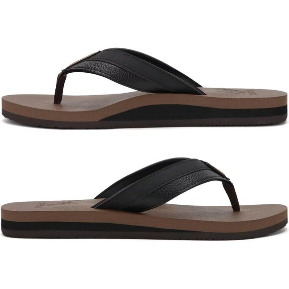 〽️Men\'s Flip Flop Sandal Black Brown Leather Slip On Arch Support Comfort Shoes main image 7